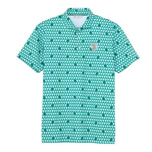 アンパスィ and per se スイングドライプリンテッドピケ 総柄プリント 半袖 ポロシャツ ゴルフウェア メンズ 2025年春夏モデル M-3L AMS9655X1 and per se（アンパスィ） スイングドライプリンテッドピケ 総柄