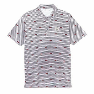 アンパシィ ゴルフ シャツ ポロシャツ ホワイト ロゴ総柄 Mサイズ and per se（アンパスィ） and per se COOL is COOL 総柄プリンテッド