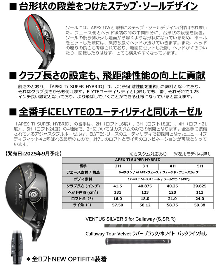 Callaway（キャロウェイ） APEX Ti スーパーハイブリッド VENTUS