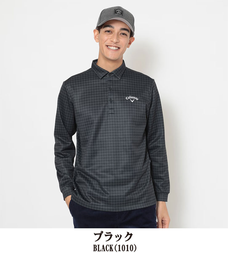 キャロウェイ 千鳥プリント裏起毛長袖シャツ メンズ 2025秋冬 ゴルフウェア C25233115 キャロウェイ 裏起毛 千鳥プリント 長袖 ポロシャツ ゴルフウェア