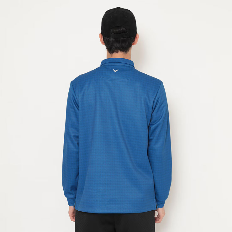 キャロウェイ 裏起毛 千鳥プリント 長袖 ポロシャツ ゴルフウェア