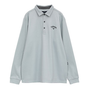 キャロウェイ 裏起毛 千鳥プリント 長袖 ポロシャツ ゴルフウェア