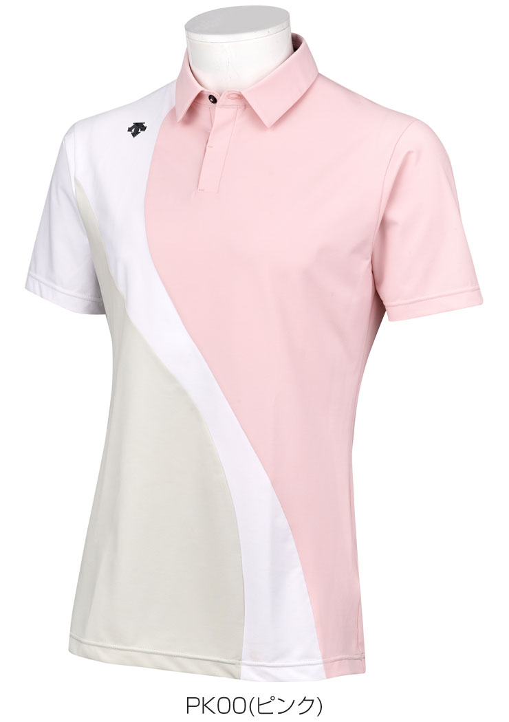 デサントゴルフ メンズ ゴルフウェア EXcDRYD-Tec ハイゲージ鹿の子 切り替え 半袖 ポロシャツ DGMVJA16 2023年春夏モデル  M-O