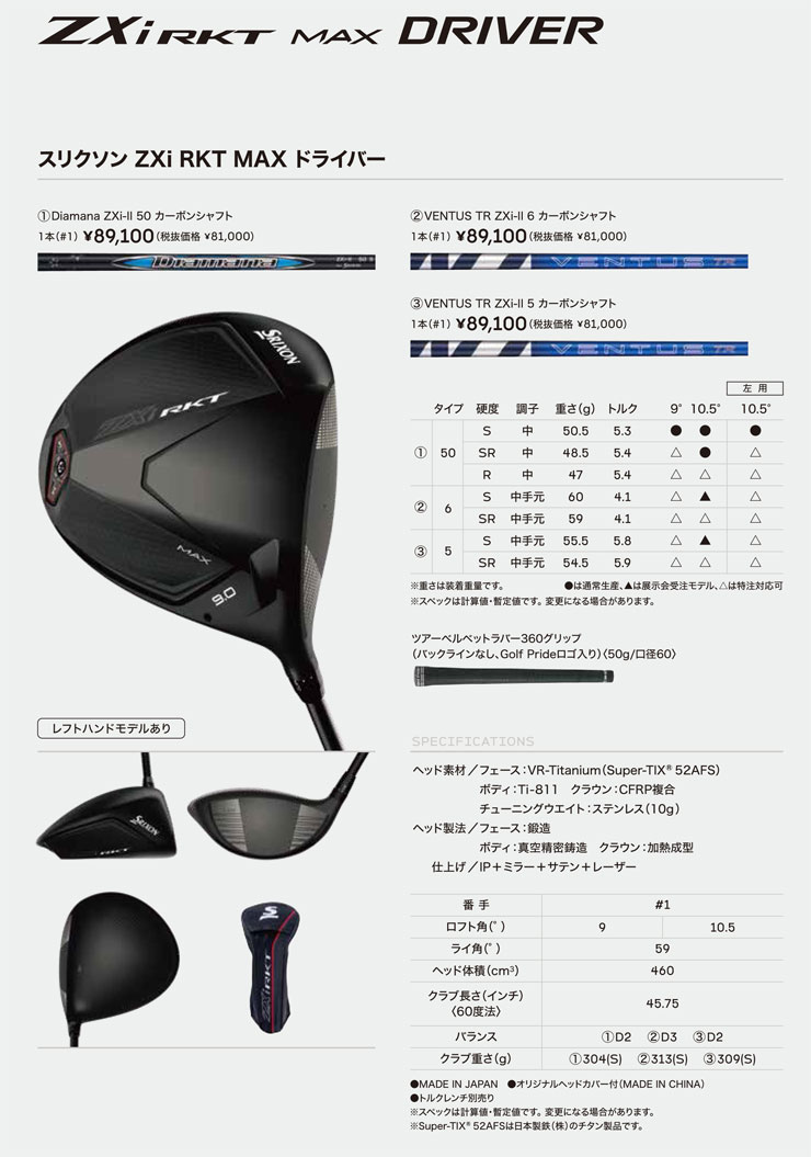 ZX（スリクソン） [セール] スリクソン ZXi RKT MAX ドライバー