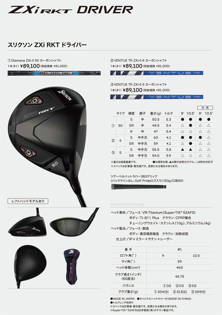 ZX（スリクソン） 20％OFFクーポン対象 スリクソン ZXi RKT ドライバー