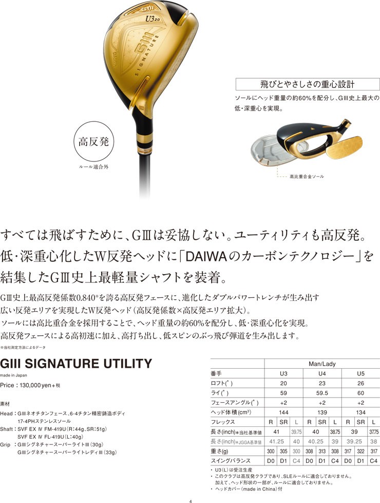 グローブライド 2019 ダイワ G III SIGNATURE ユーティリティ : dw19g3u : ゴルフレンジャー - 通販 -  Yahoo!ショッピング