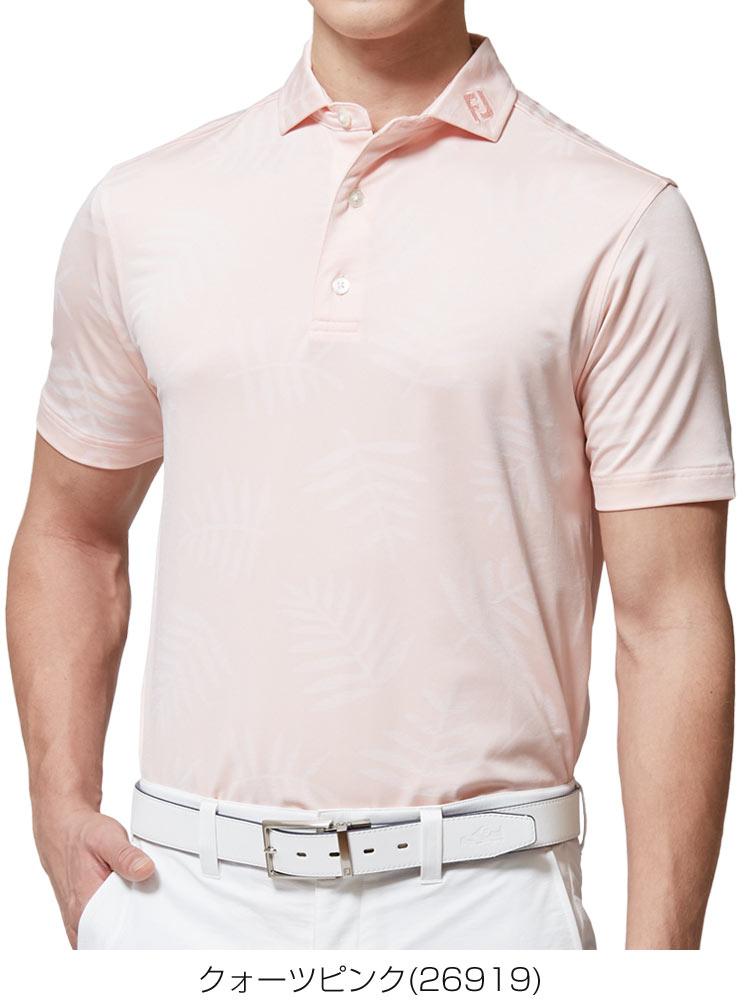 ＦＪ フットジョイ ゴルフ ポロシャツ【クォーツピンク】新品！ FootJoy フットジョイ ゴルフウェア メンズ パームジャカード