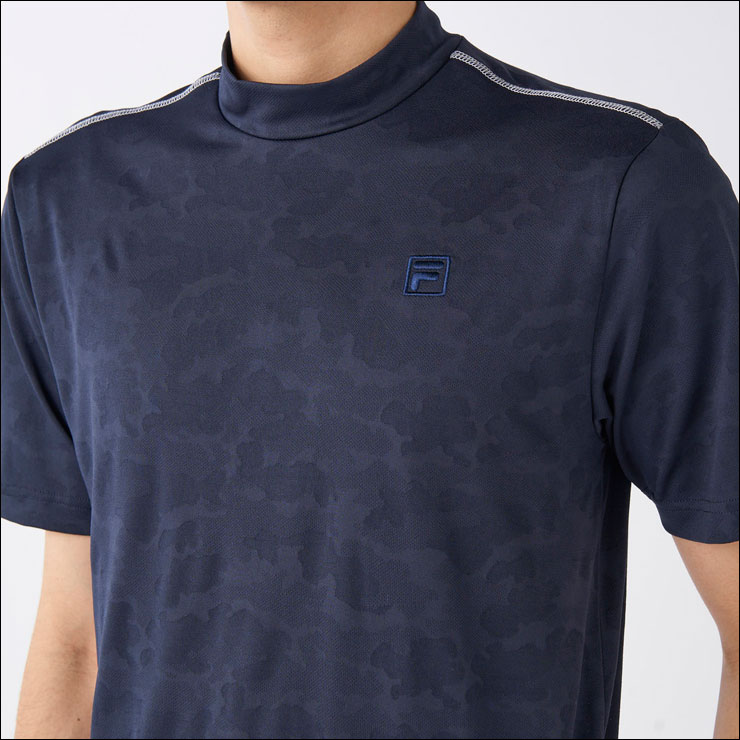 FILA GOLF 遮熱バーチカルメッシュタイポプリント半袖シャツ bk7 大きいサイズ メンズ ゴルフ FILA GOLF 遮熱 バーチカル