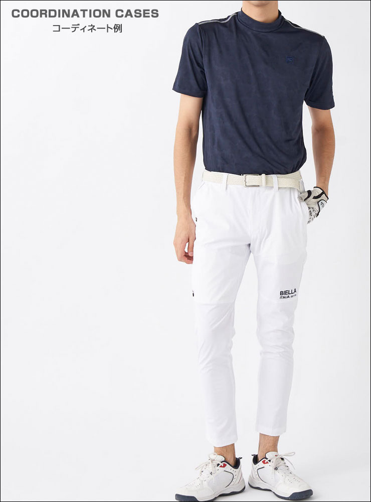 FILA GOLF フィラゴルフ メッシュジャガード カモ柄 モック