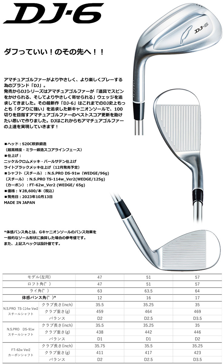 フォーティーンDJ-6 ウェッジ 58° N.S.PRO DS-91w DJ フォーティーン DJ-6 レフティ ウエッジ N.S.PRO DS-91w スチール