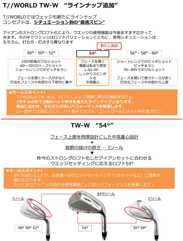 本間ゴルフ ツアーワールド TW-W4 ウエッジ 54度 57度 60度 N.S.PRO 950GH シャフト