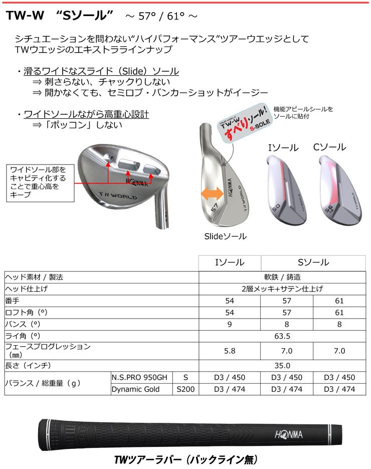 本間ゴルフ ツアーワールド TW-W4 ウエッジ 54度 57度 60度 N.S.PRO 950GH シャフト