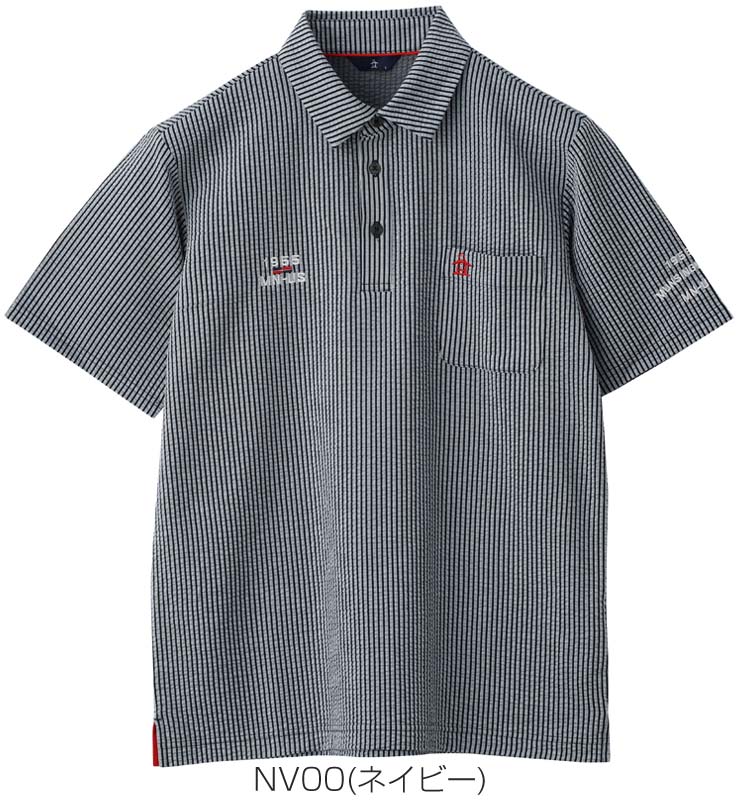Golfickers ストライプポロシャツ Mサイズ Munsingwear マンシングウェア シアサッカー ストライプ 半袖
