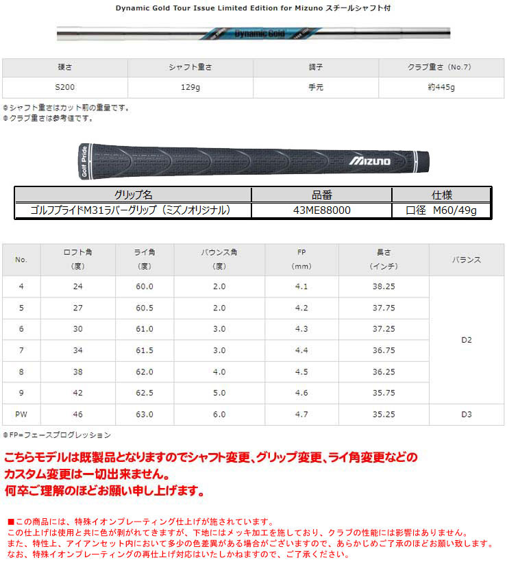 MIZUNO GOLF ミズノ Mizuno Pro 221 アイアン Limited Blue Edition