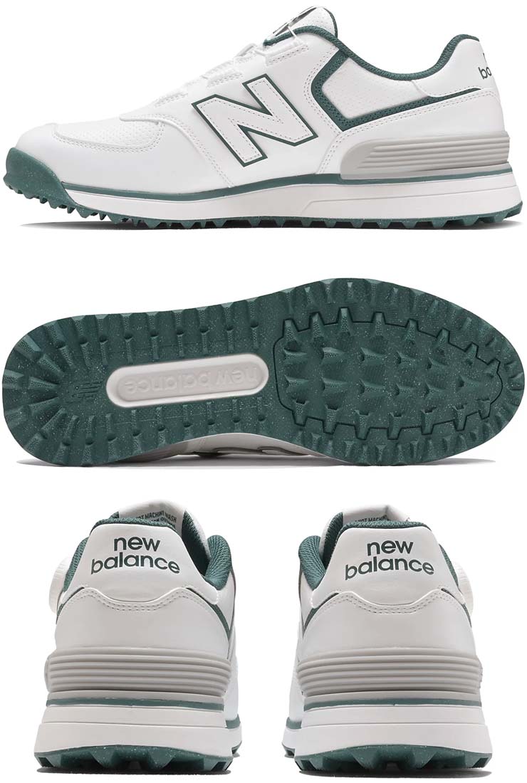 New Balance 574 ゴルフシューズ ホワイト/ブラック/グリーン New Balance Golf ニューバランス 574 v4 SL BOA スパイクレス