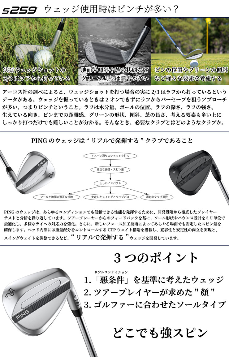 PING（ピン） 25％OFFクーポン対象 S259 ウエッジ クロム N.S.PRO