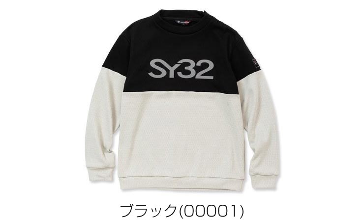 SY32 by SWEET YEARS メンズ ゴルフウェア 裏起毛サーマル フロッキープリント モ...