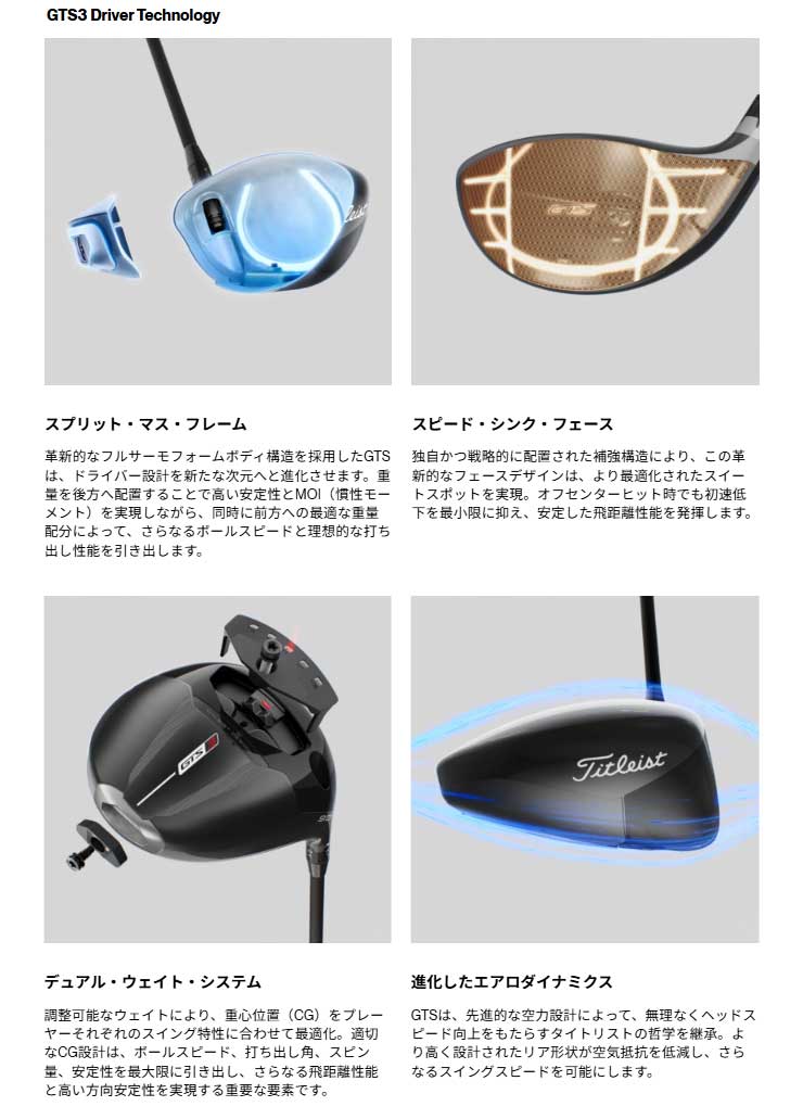T-Series タイトリスト GTS3 ドライバー TENSEI 1K BLUE RIP シャフト