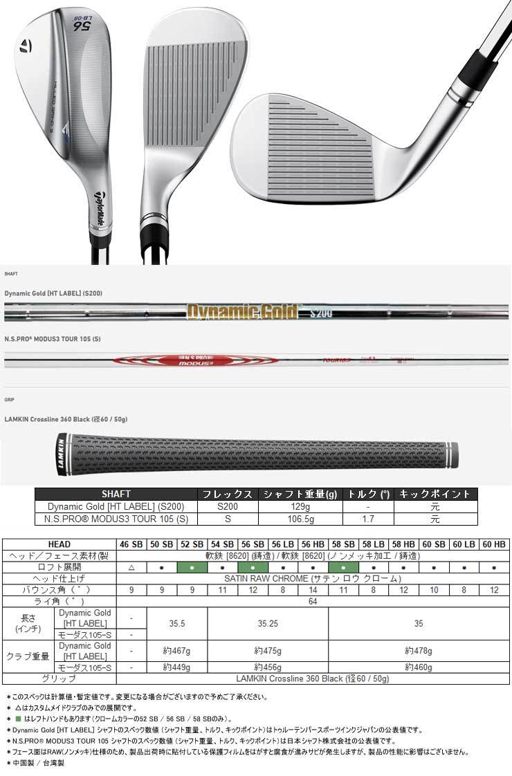 テーラーメイド MILLED GRIND 3 ウエッジ N.S.PRO MODUS3 105 シャフト