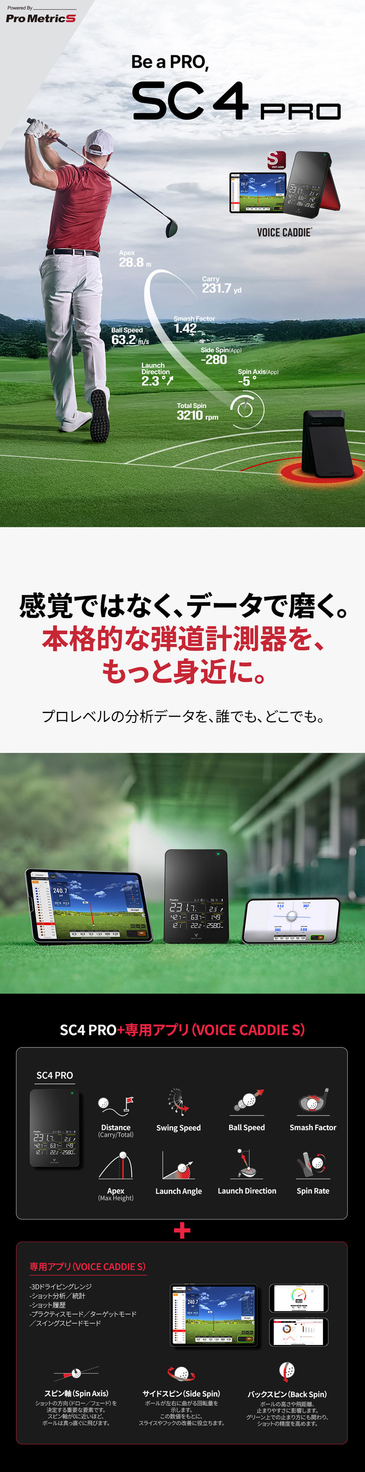 VOICE CADDIE（ボイスキャディ） ポータブル 弾道計測器 SC4 PRO