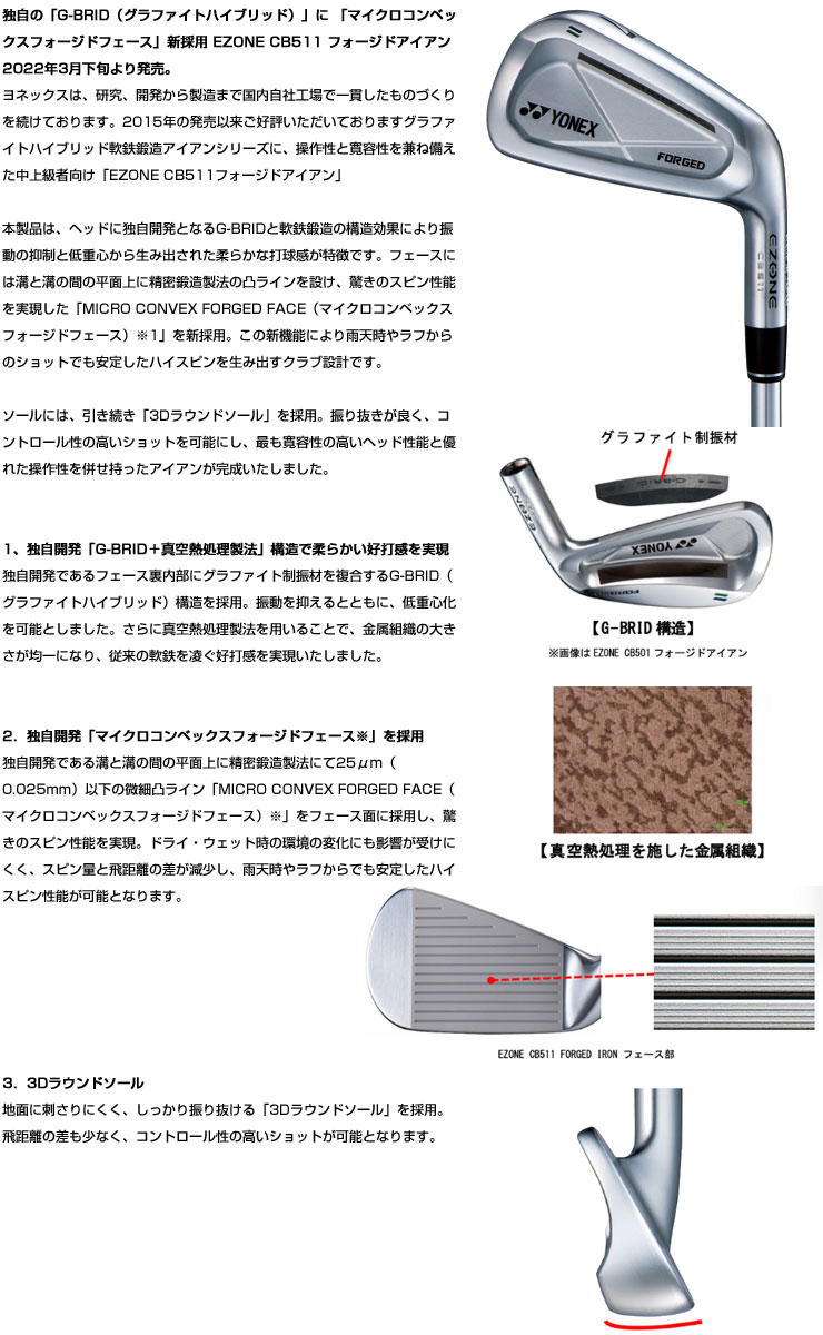 ヨネックス EZONE CB 511 FORGED アイアン REXIS XELA for IRON