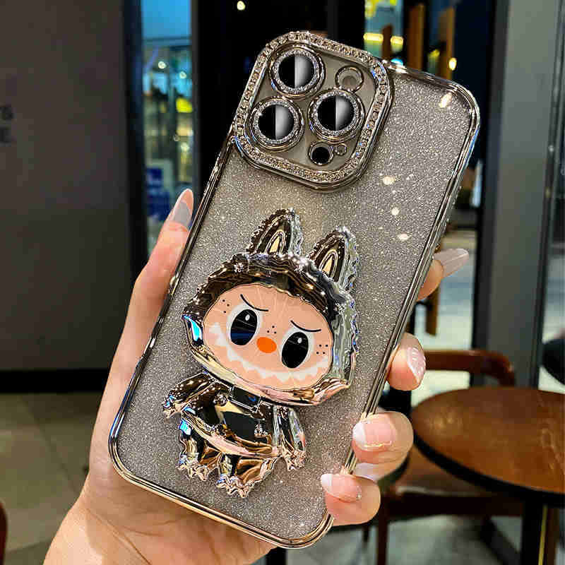 CASETiFYラブブiphone16ProMaxケース iPhone16/15 ケース LABUBU キャット シリコン ソフトiPhoneX 用 鏡