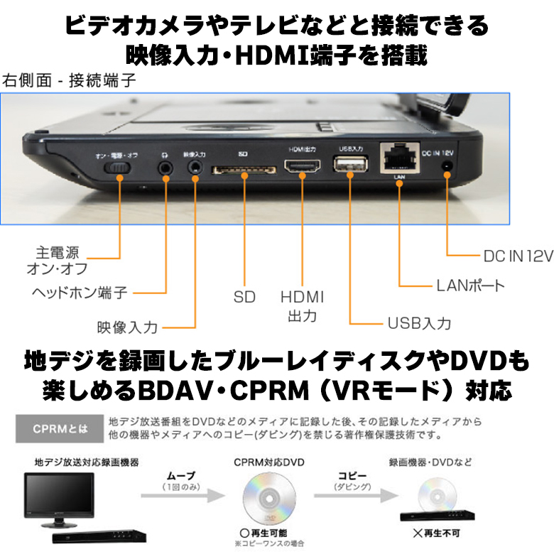 ポータブルブルーレイプレーヤー 11.4型 バッテリー内蔵 ポータブル プレイヤー 敬老の日 ギフト GH-PBD11Z-BK グリーンハウス