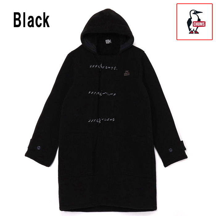 黒 ダッフルコート フリース風 CHUMS（チャムス） アウター ボンディングフリースダッフルコート CH04