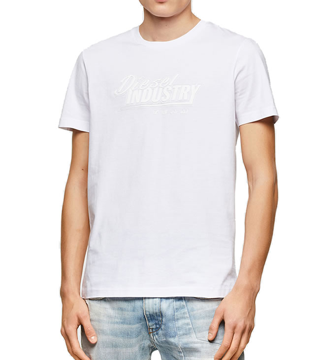 T-ADJUST-SLITS-R13 T-shirt with runway set print｜ホワイト