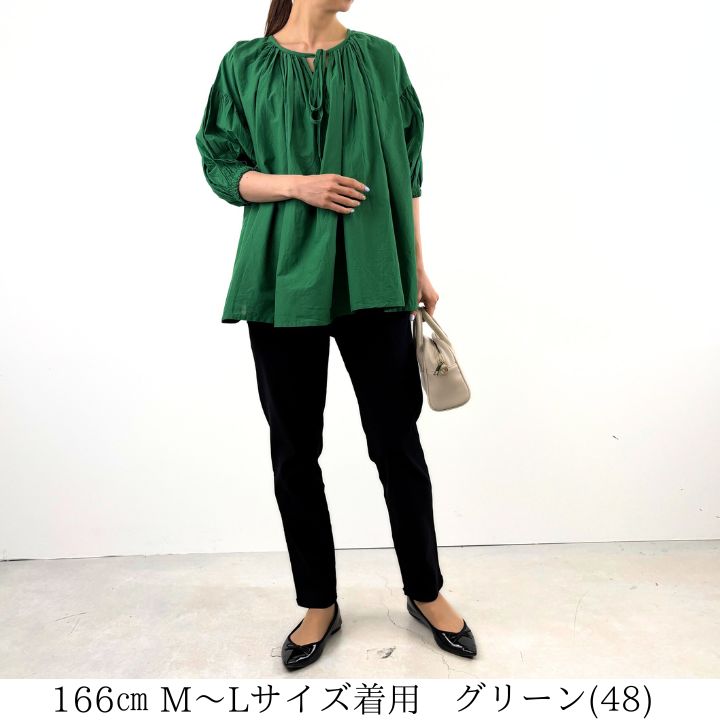 キャンブリック 2way ギャザー ブラウス シャツ シャツ