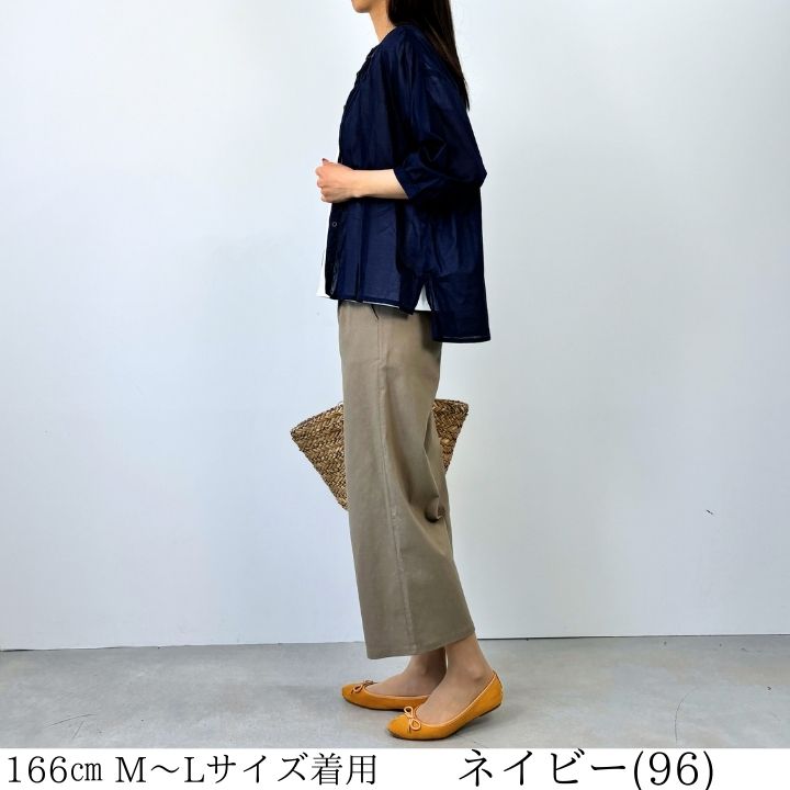 福袋対象A】 バンドカラーシャツ ブラウス 綿ボイル レディース