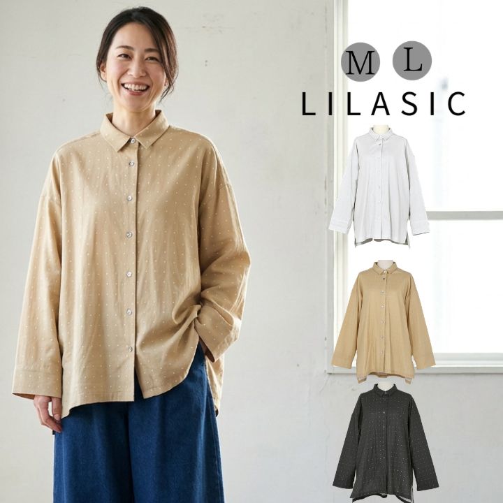 LILASIC（リラシク） ノースオブジェクト ドット ダブルガーゼ シャツ
