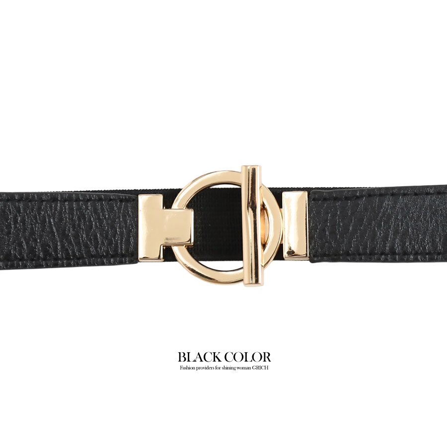 ベルト レディース 細 細ベルト ゴムベルト リング ゴールドリング 合皮 デザインベルト おしゃれ 小物 アクセサリー M0 | ブランド登録なし | 01