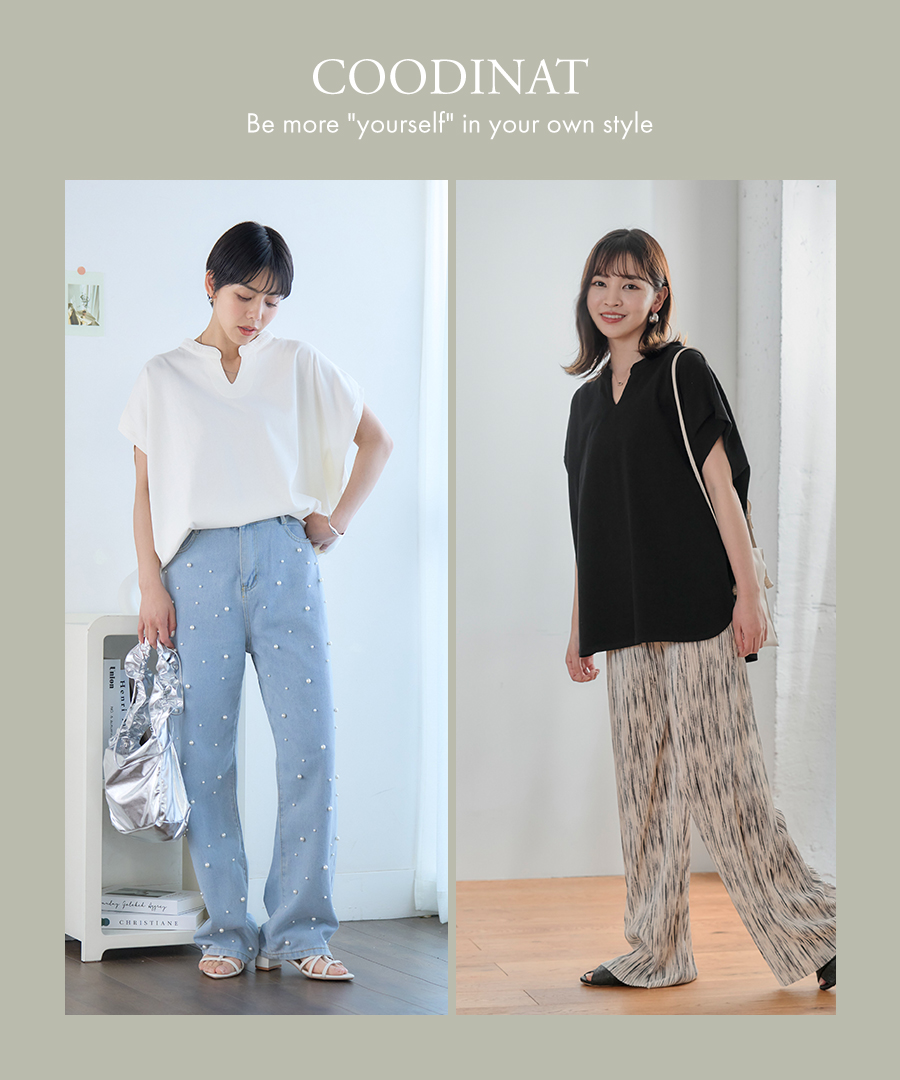 HACHE 売れ筋商品|||アッシュ Tシャツ トップス レディース Tops Beige アクアガレージ aquagarage ドルマン tシャツ vネックレディース