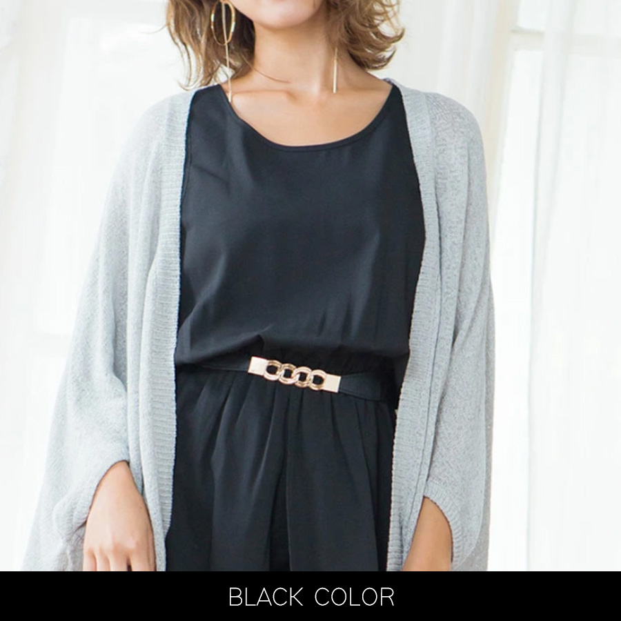 アクセサリー ベルト レディース カジュアル アクセント ゴールド 黒 ママコーデ 韓国ファッション シンプル らくちん ゴールド4連リング伸縮ゴム細ベルト | ブランド登録なし | 01