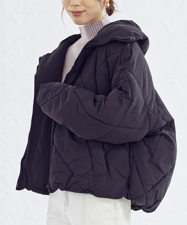 SALE 中綿ジャケット レディース 中綿ブルゾン レディース フェイクダウン ダウンジャケット レディース ダイヤ柄キルト アウター 冬 | ブランド登録なし | 01