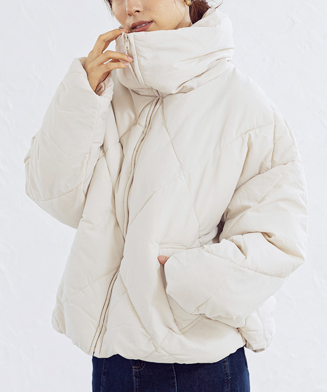 SALE 中綿ジャケット レディース 中綿ブルゾン レディース フェイクダウン ダウンジャケット レディース ダイヤ柄キルト アウター 冬 | ブランド登録なし | 02