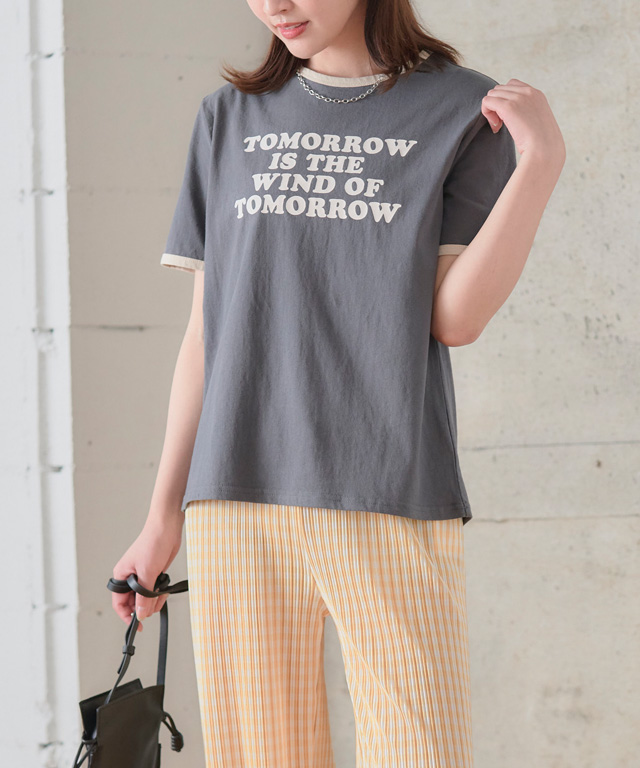 ロゴtシャツ レディース 半袖 tシャツ 白 Tシャツ 綿 配色