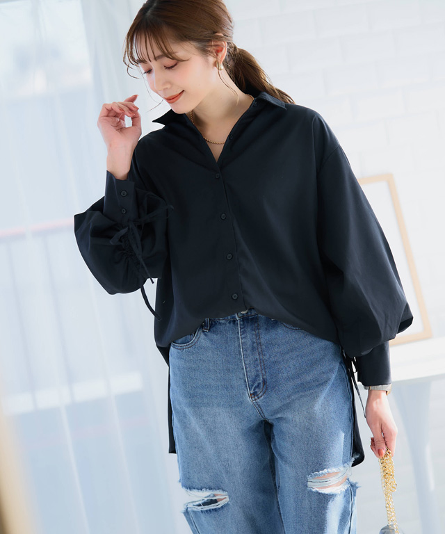 シャツ レディース 長袖 オフィス 白 ブラウス リボン : GROWINGRICH