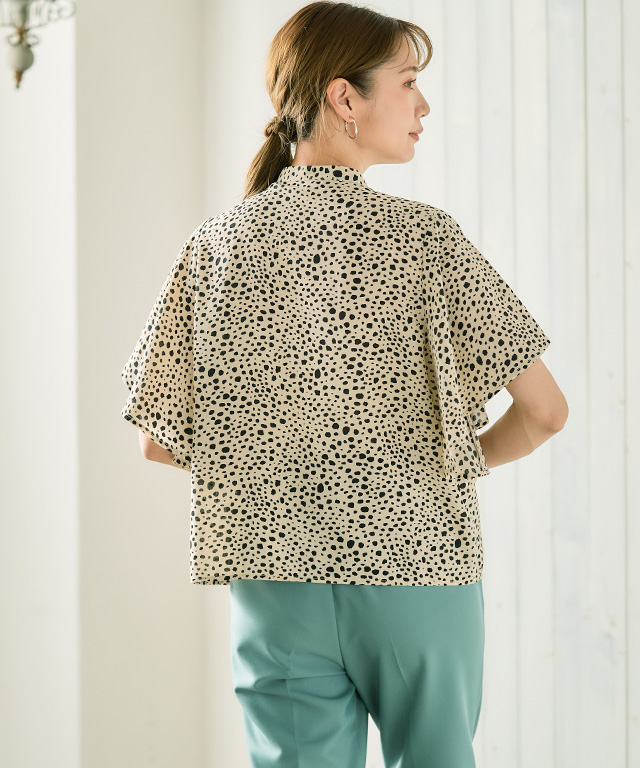 ブラウス レディース 半袖 オフィス トップス シフォン キレイめ