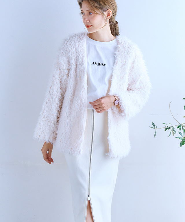 もこもこ 春秋 シャギー フェイクパール 羽織 ロング丈 ファーカーディガン 体型カバー ニット ロングカーデ 秋冬  可愛い 重ね着   きれいめ フェイクボア カーディガン レディース 秋 冬 フェイクファー