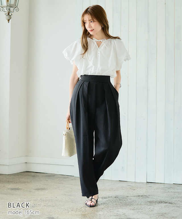 テーパードパンツ レディース 50代 40代 30代 ワイドパンツ