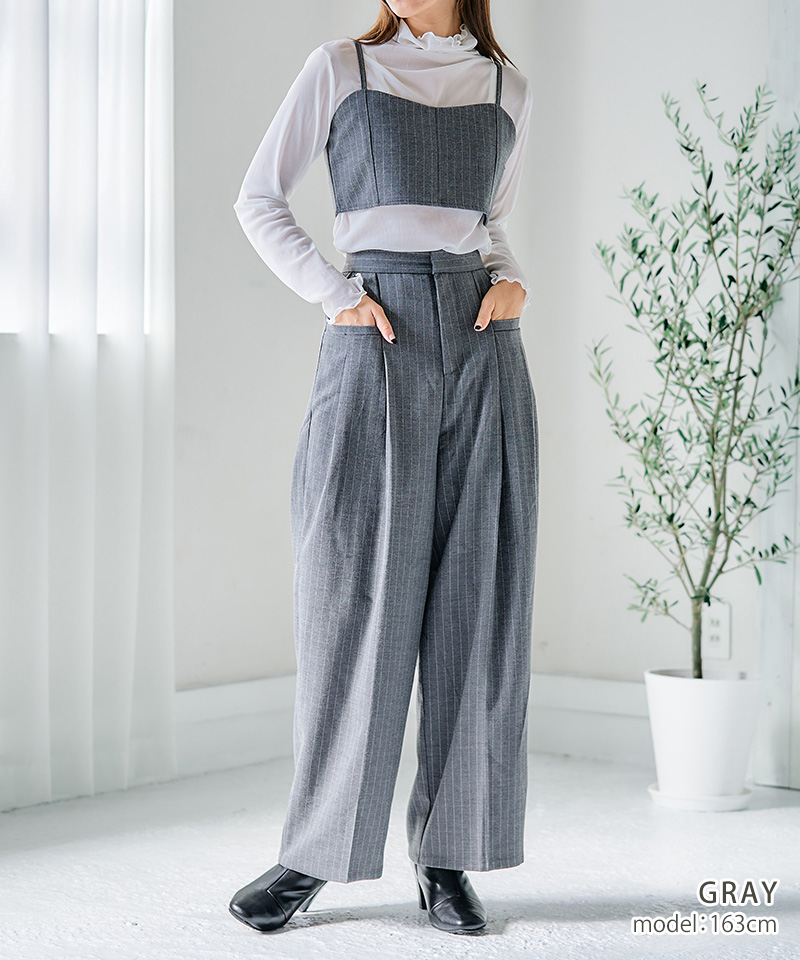 ボトムス パンツ レディース スーツ パンツスーツ ピンストライプ