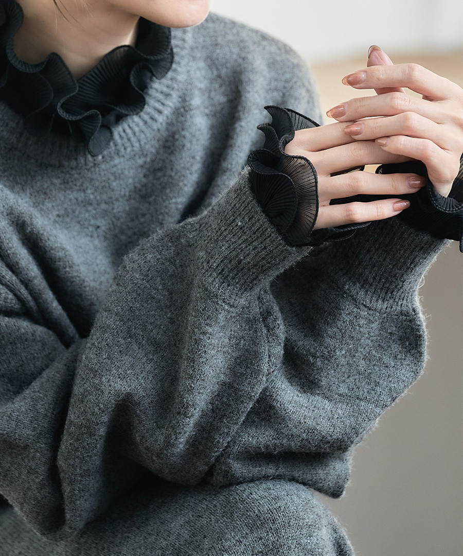 つけ袖 オシャレ トップス レディース 付け袖 おしゃれ 50代 40代 30代 フリル ブラウス シャツ 重ね付け ホワイト ハイネック | ブランド登録なし | 02