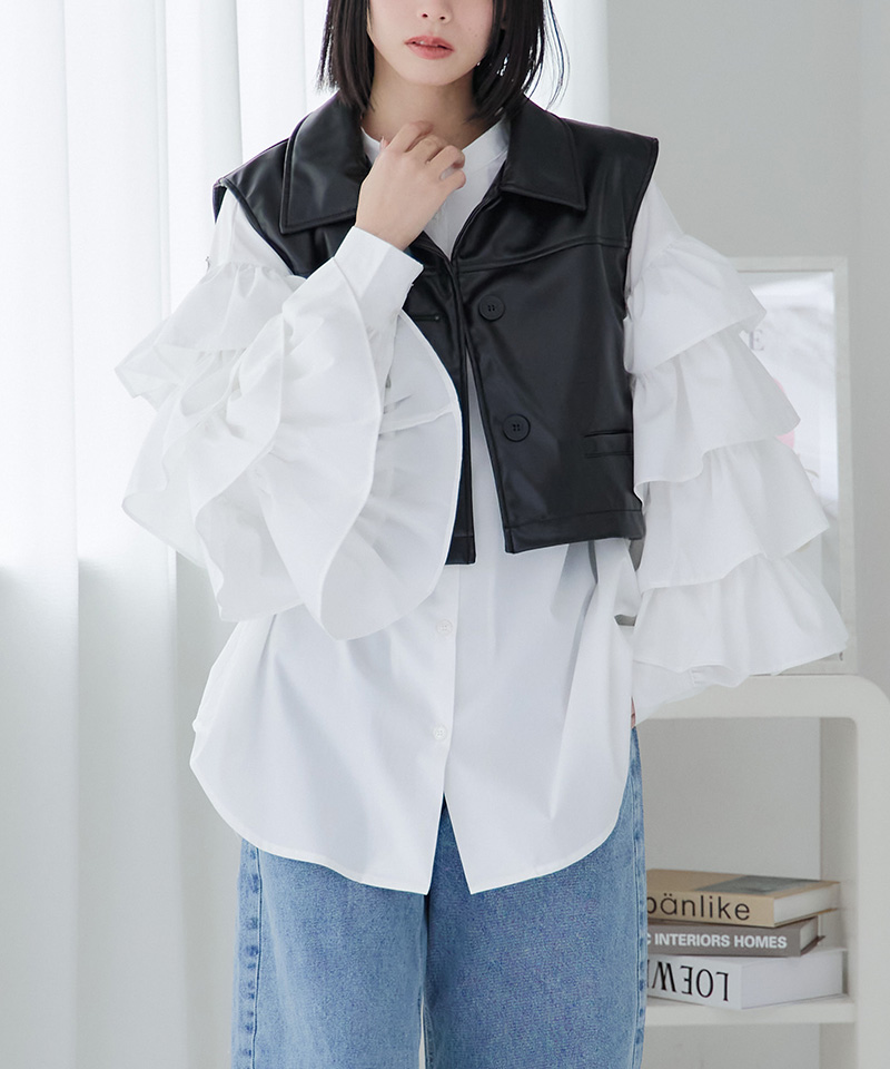 ジルサンダーの上質でフリル袖がとてもお洒落で素敵なオーバーシャツ JIL SANDER - ジルサンダーの上質でフリル袖がとてもお洒落で素敵な