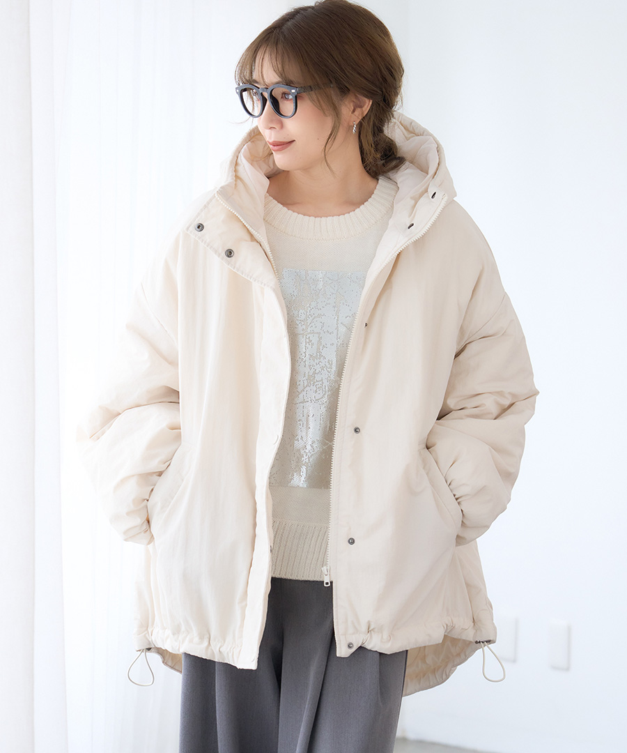 【美品】 ELLE リバーシブル 中綿ジャケット モンスターパーカー 中綿ジャケット レディース 中綿コート モンスターパーカー 中綿