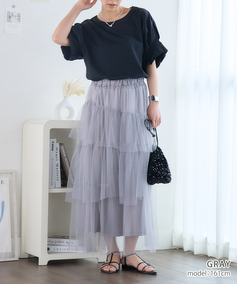 ペチコート付きシアーチュールスカート : GROWINGRICH - 通販 - Yahoo