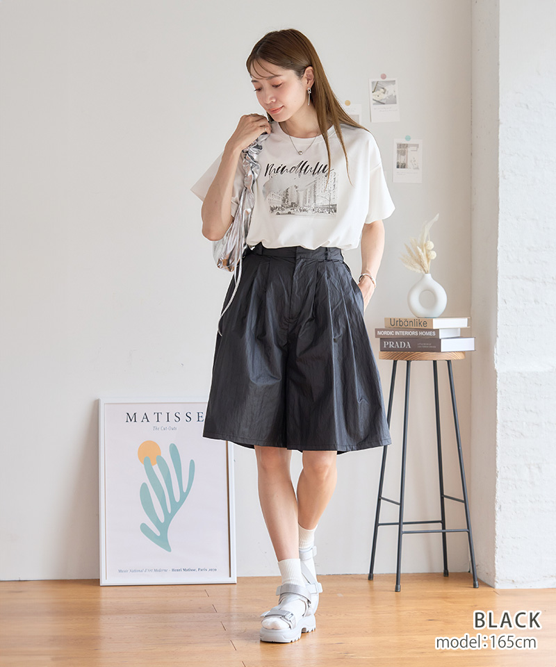 ハーフパンツ レディース きれいめ ひざ下 大きいサイズ ワイド