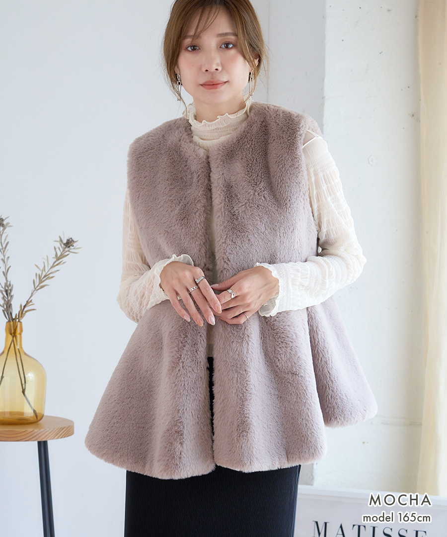 SALE ペプラムファーベストノーカラー ファーベスト レディース ファー