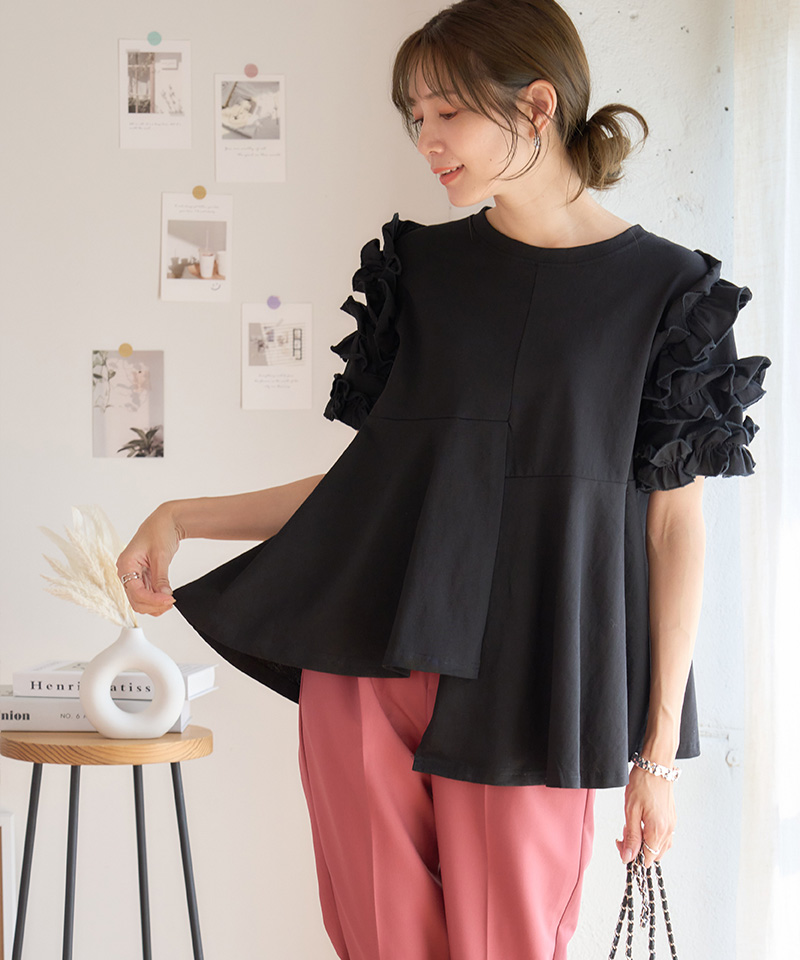 極美品　エイココンドウ　チュニック　チュールトップス　半袖　フリル 極美品 エイココンドウ チュニック チュールトップス 半袖